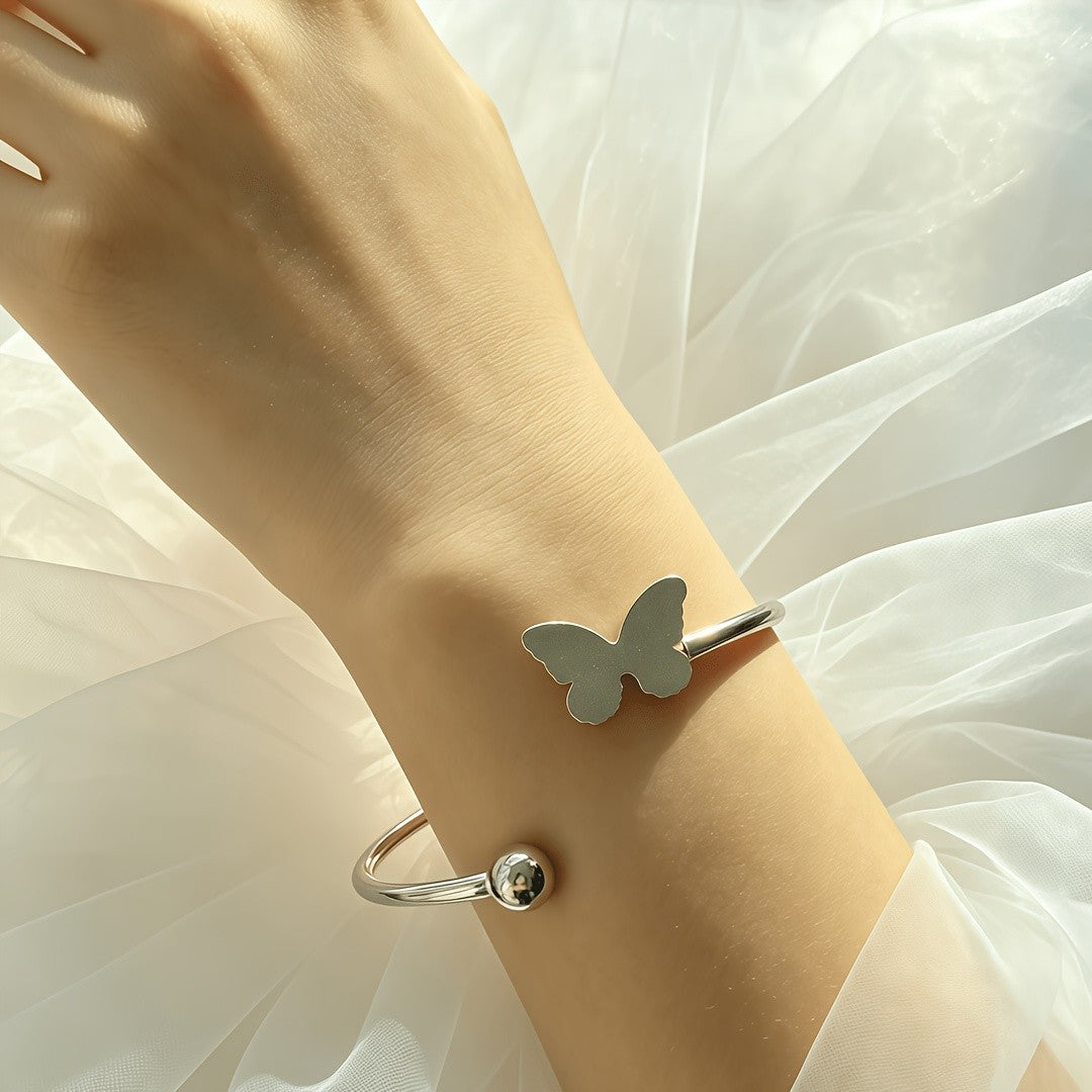 Heart Sun Butterfly Open Bangle