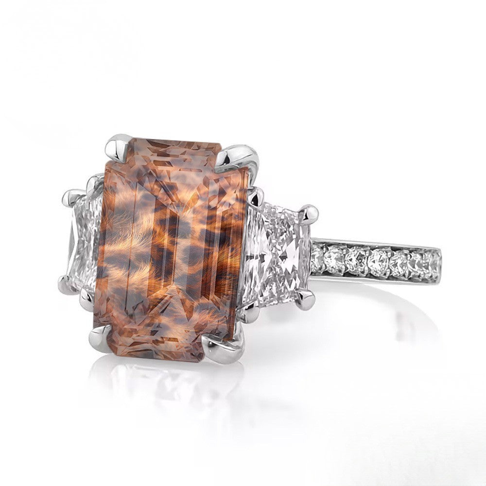 Leopard Print Emerald Cut Ring