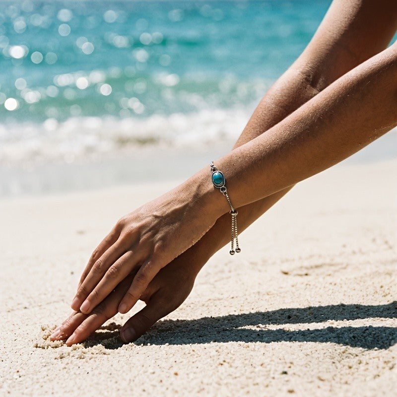 Turquoise Oval Adjustable Bracelet
