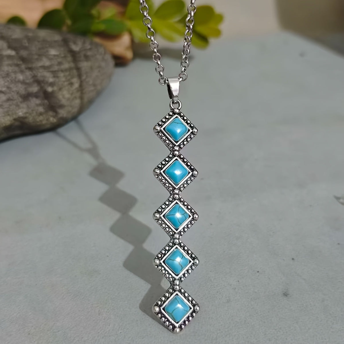 Turquoise Diamond Drop Necklace