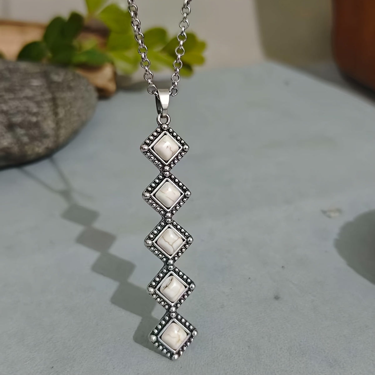 Turquoise Diamond Drop Necklace