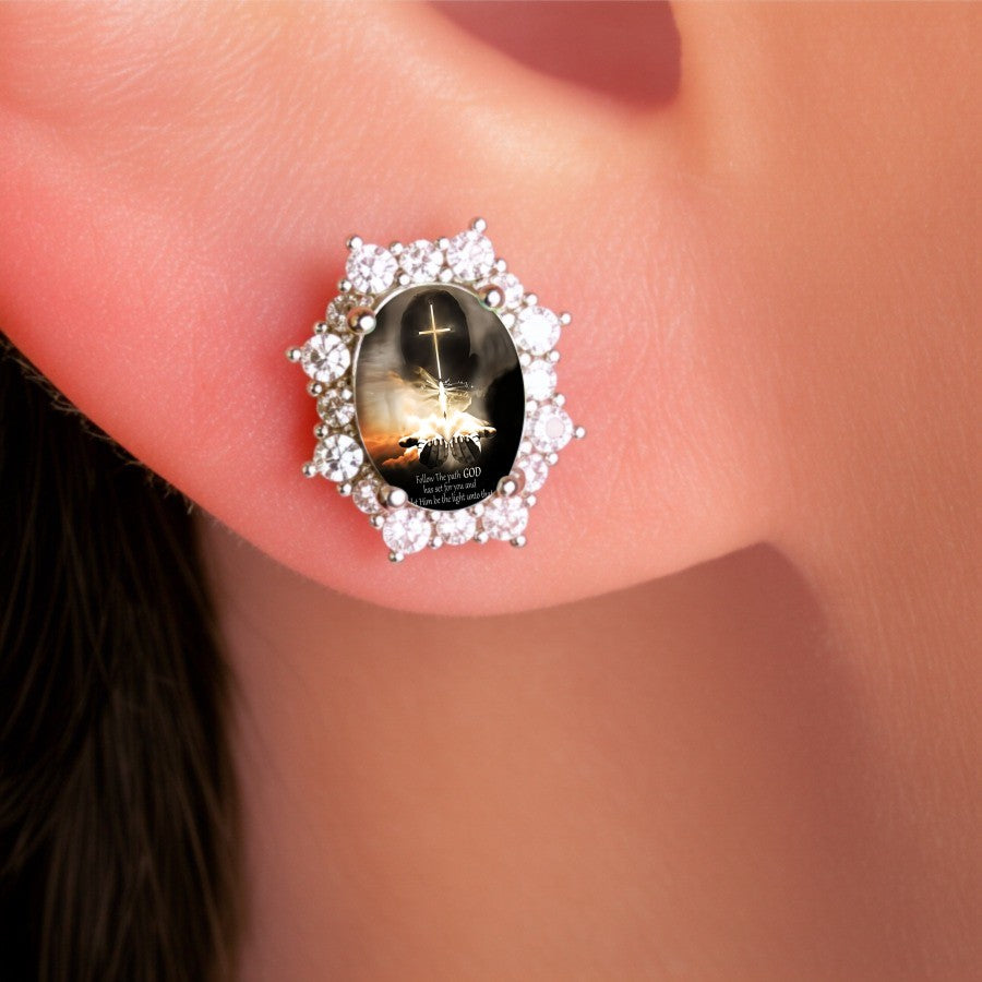 Cross & Butterfly Halo Earrings