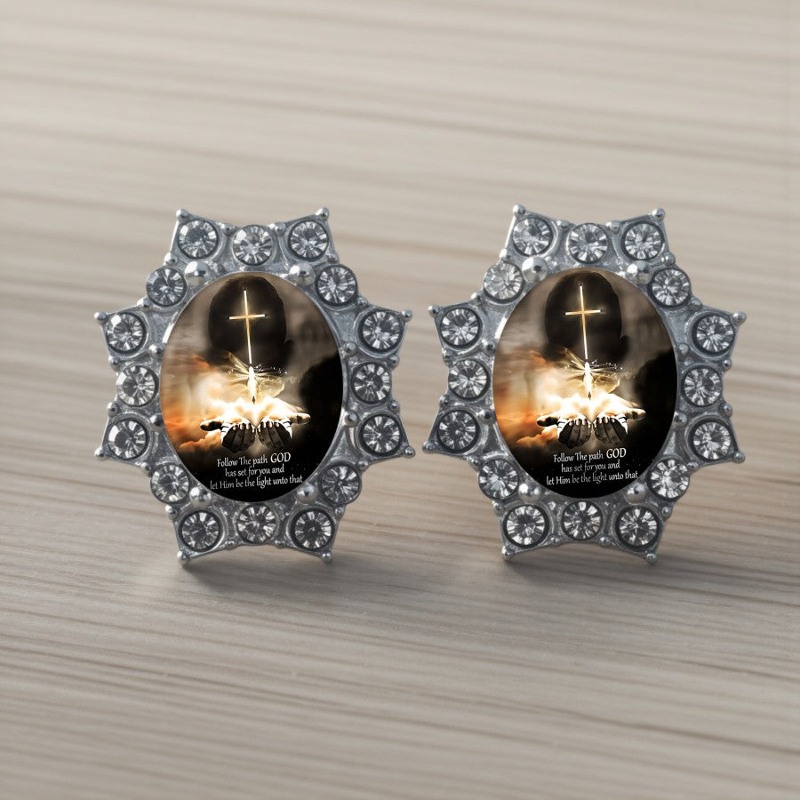 Cross & Butterfly Halo Earrings