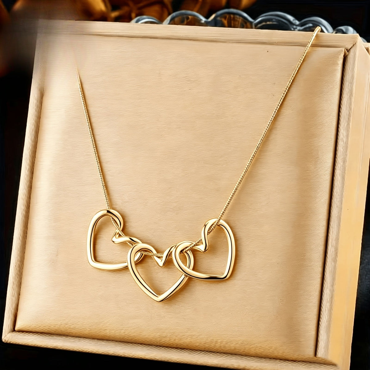 Triple Linked Heart Necklace