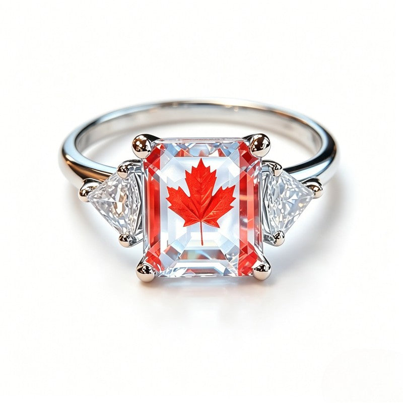 Red Maple Leaf Square Ring