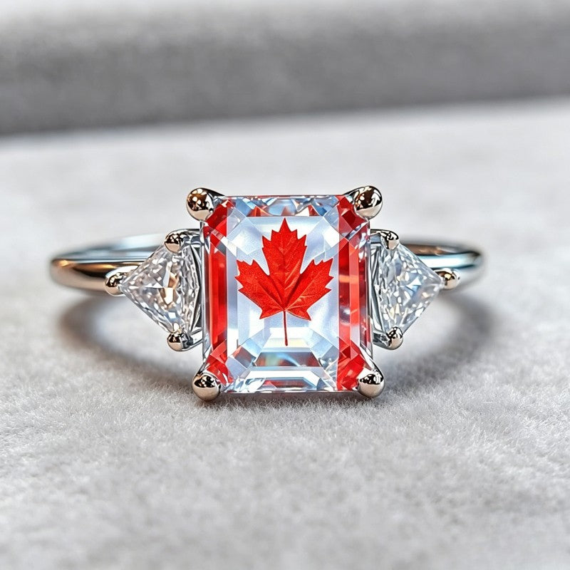 Red Maple Leaf Square Ring