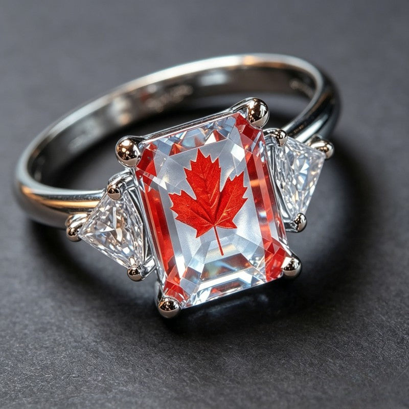Red Maple Leaf Square Ring