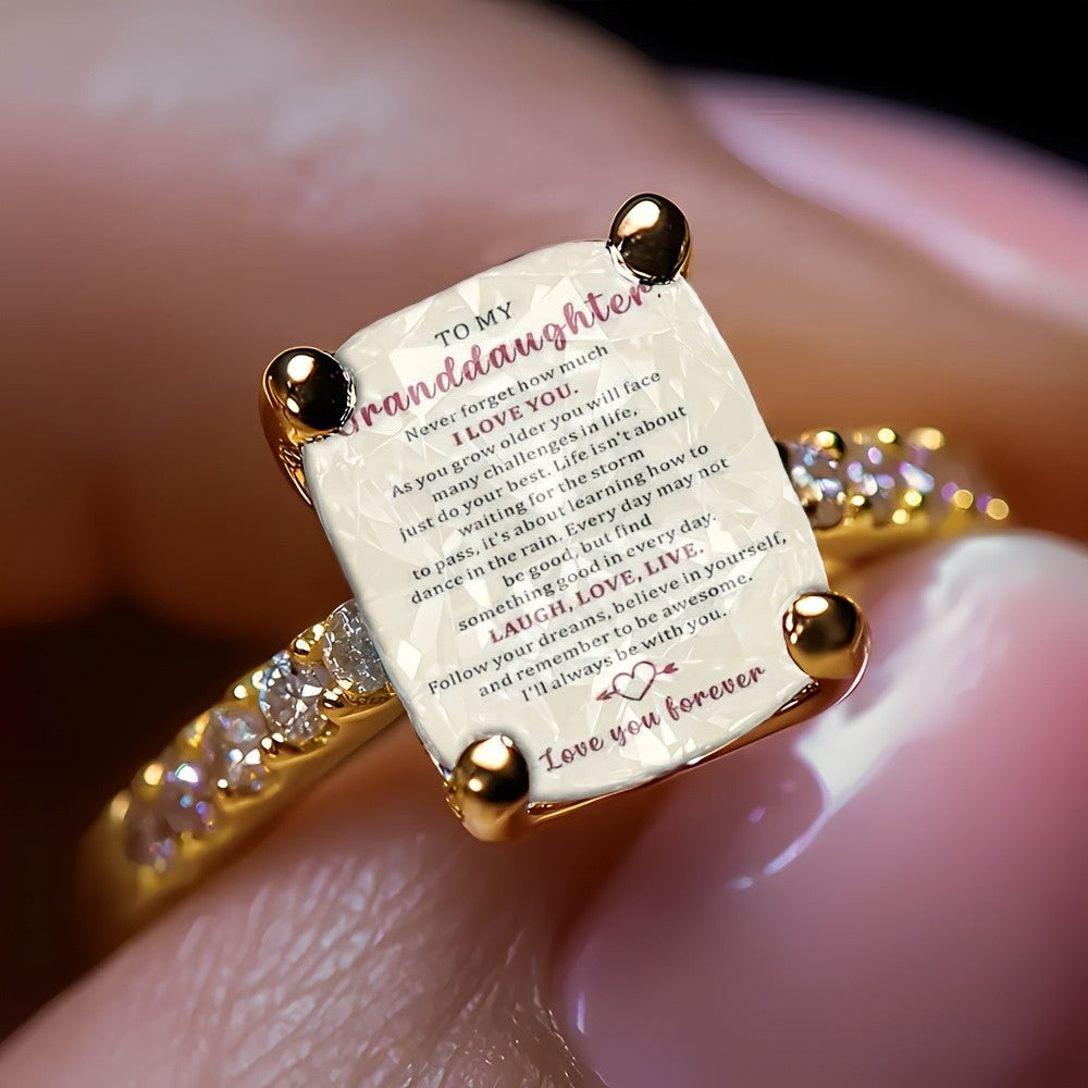Granddaughter Message Square Ring