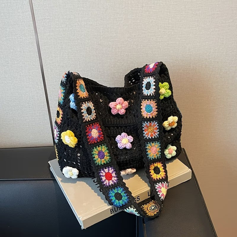 Floral Crochet Tote Bag