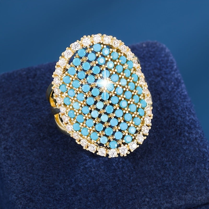 Blue Crystal Dome Ring