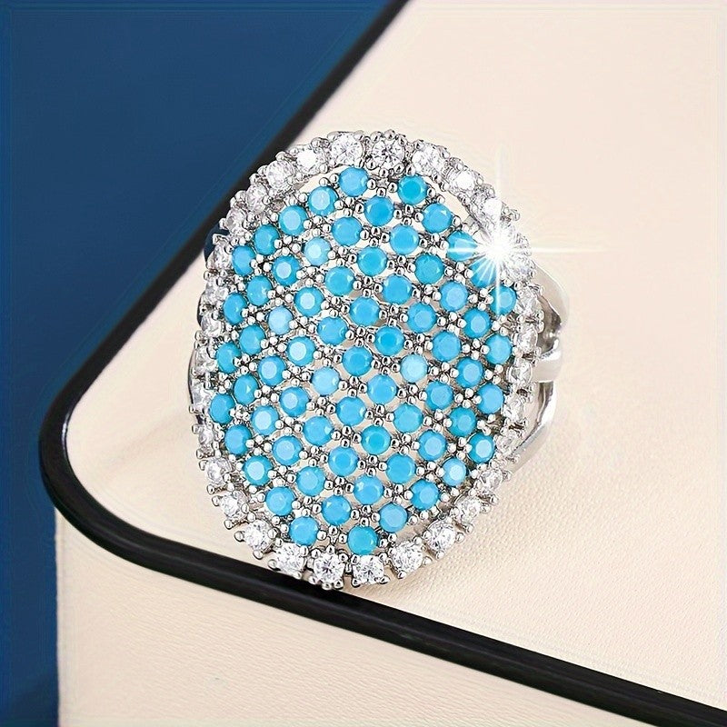 Blue Crystal Dome Ring