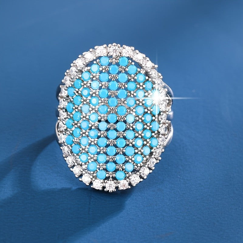 Blue Crystal Dome Ring