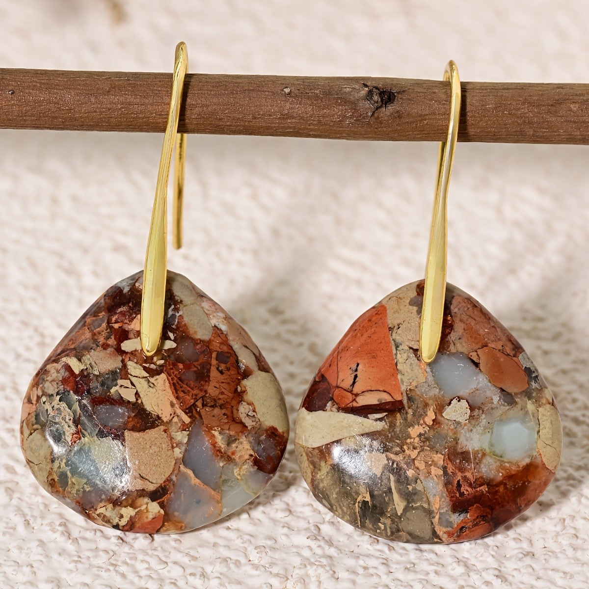 Mosaic Stone Teardrop Earrings
