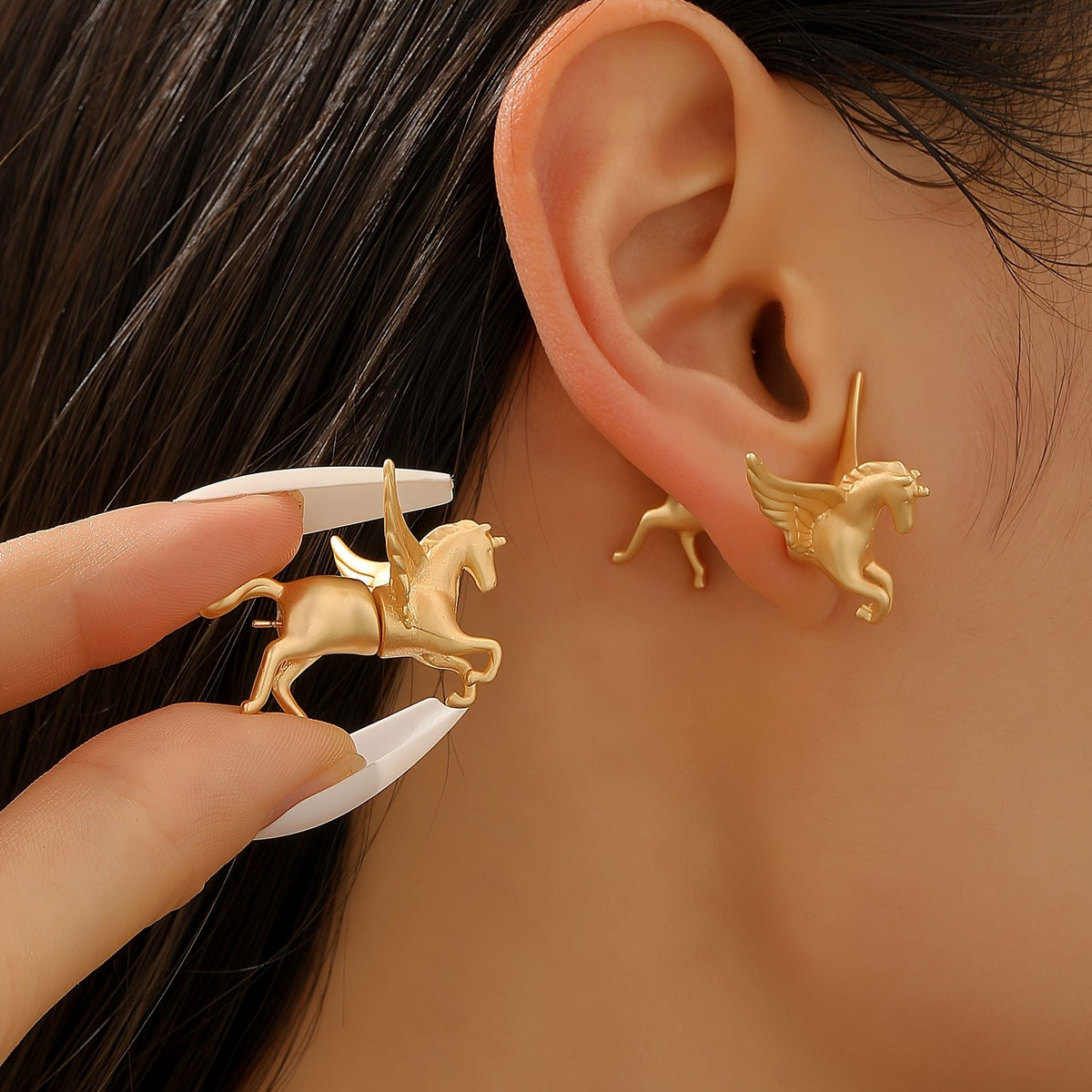 Winged Horse Stud Earrings