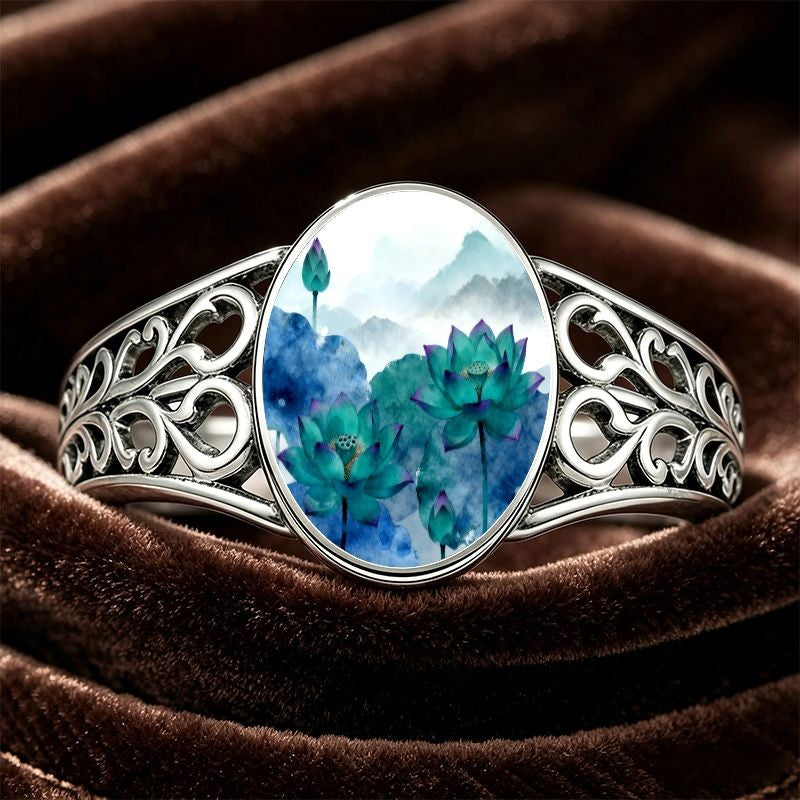 Lotus Ink Painting Ring