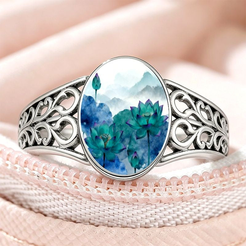 Lotus Ink Painting Ring