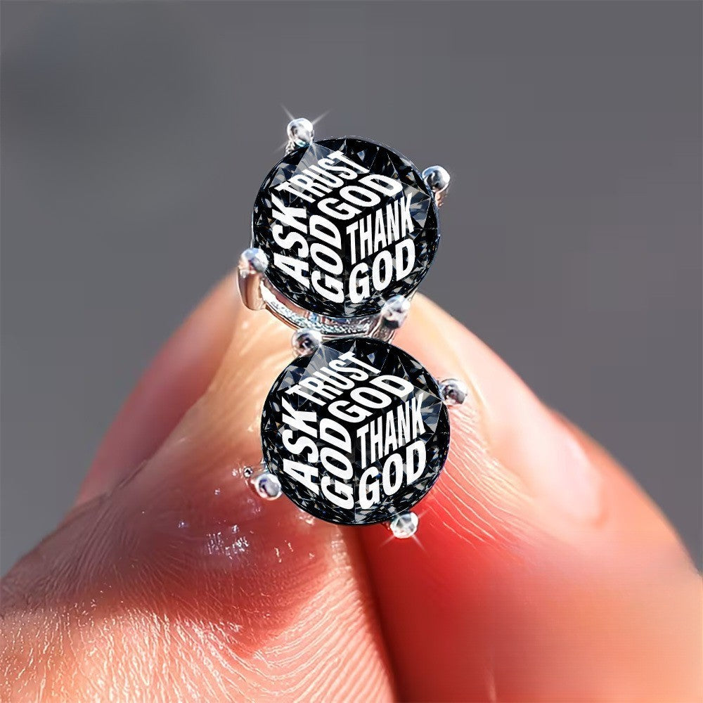 Ask Trust God Stud Earrings