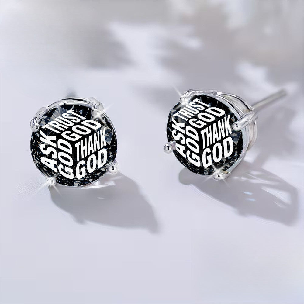 Ask Trust God Stud Earrings