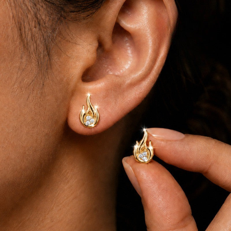 Crystal Flame Stud Earrings