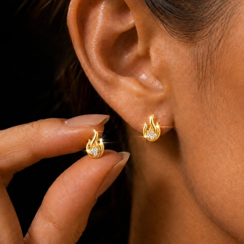 Crystal Flame Stud Earrings