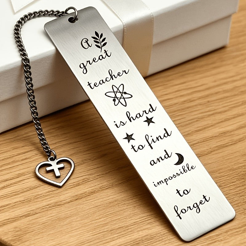 White Engraved Teacher Quote Bookmark