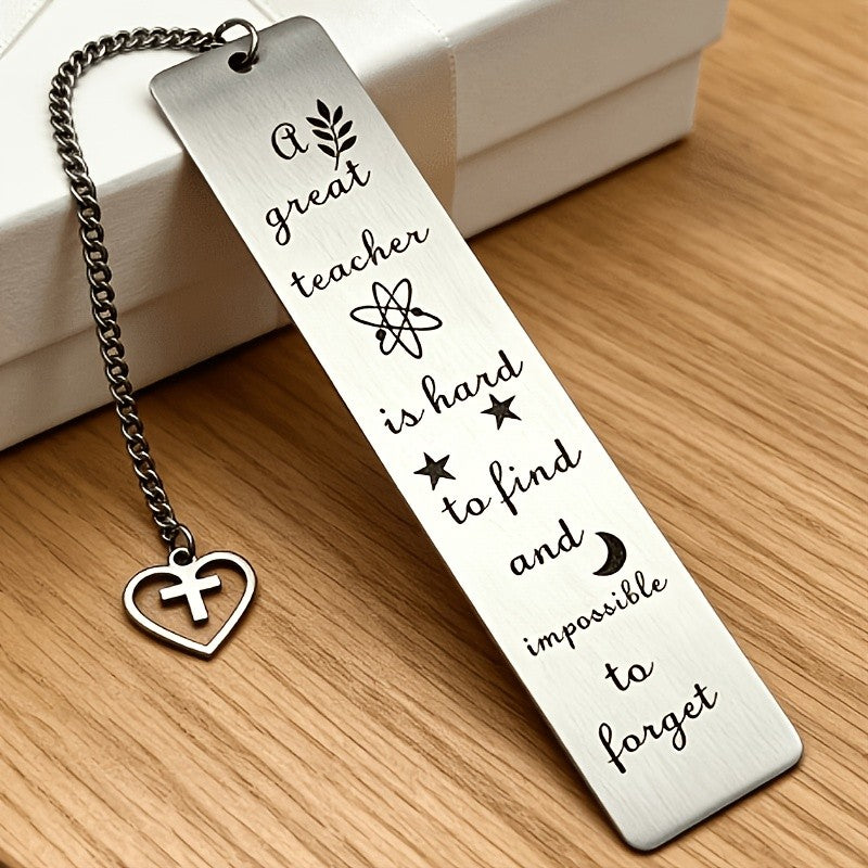 White Engraved Teacher Quote Bookmark