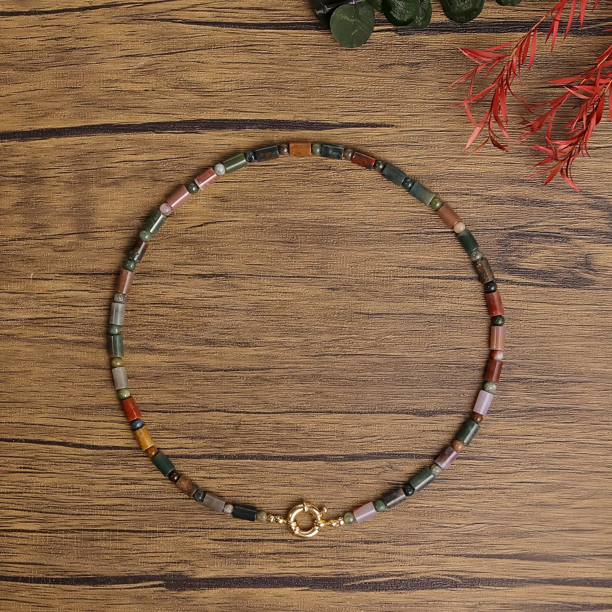 Multi-Color Stone Bead Necklace