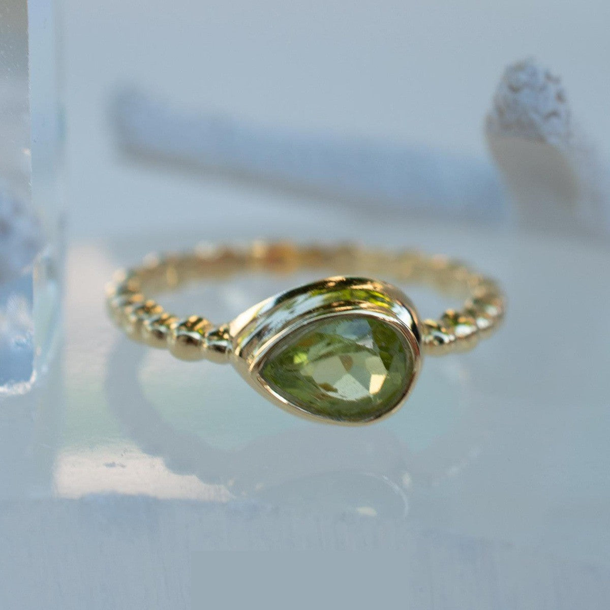 Green Pear Zircon Ring