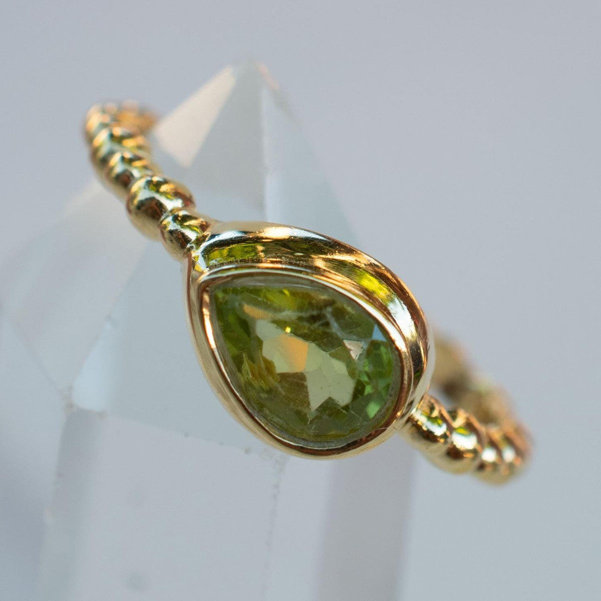 Green Pear Zircon Ring