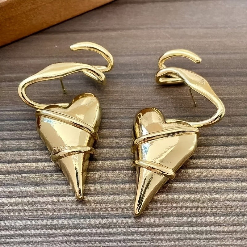Sculpted Wrap Heart Drop Earrings