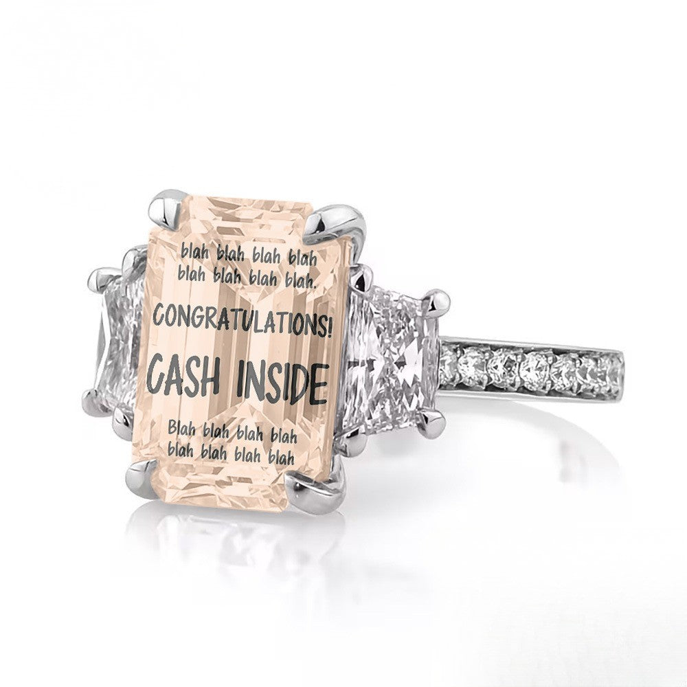 Square Crystal Cash Envelope Ring