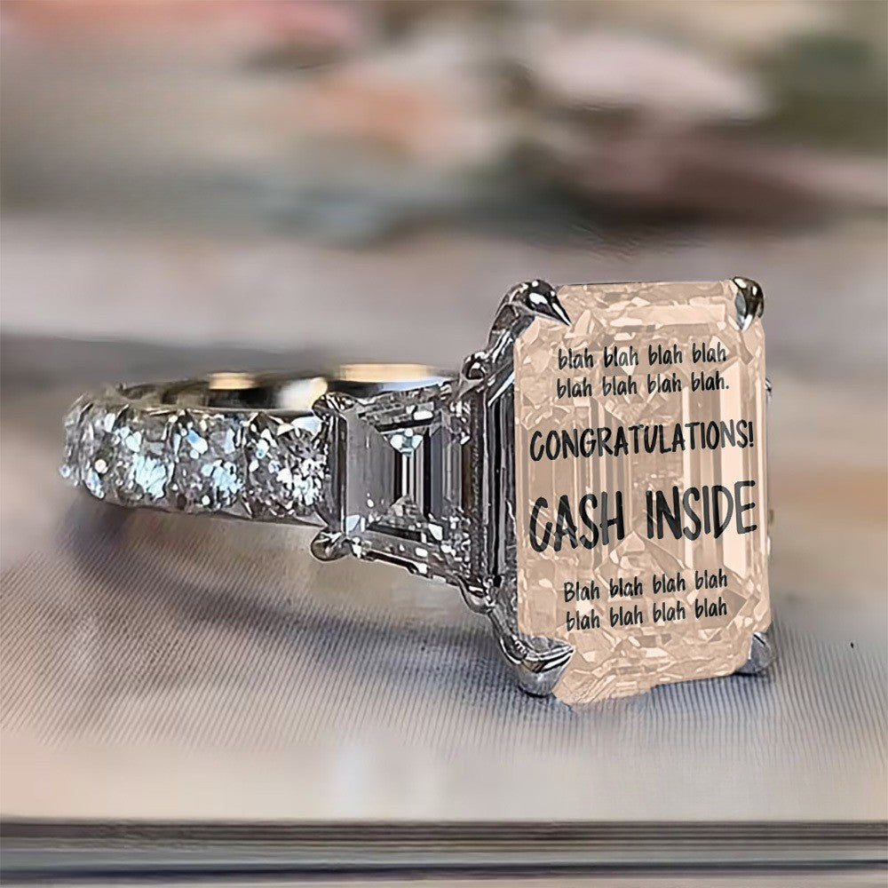 Square Crystal Cash Envelope Ring
