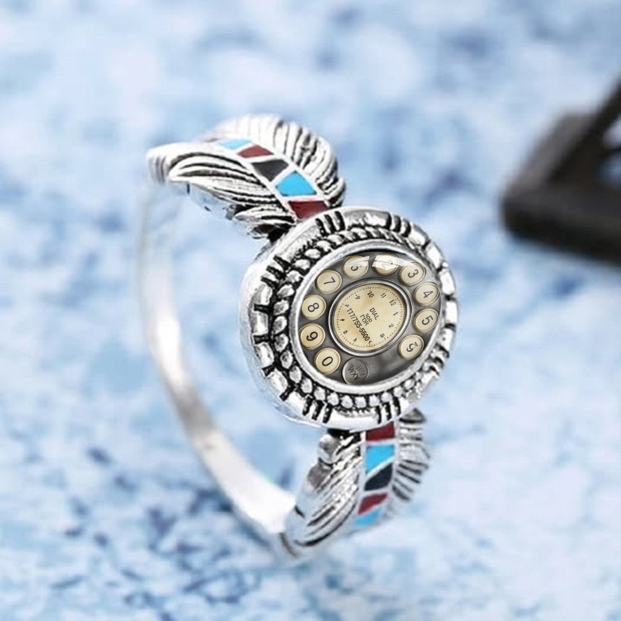 Vintage Rotary Dial Feather Ring