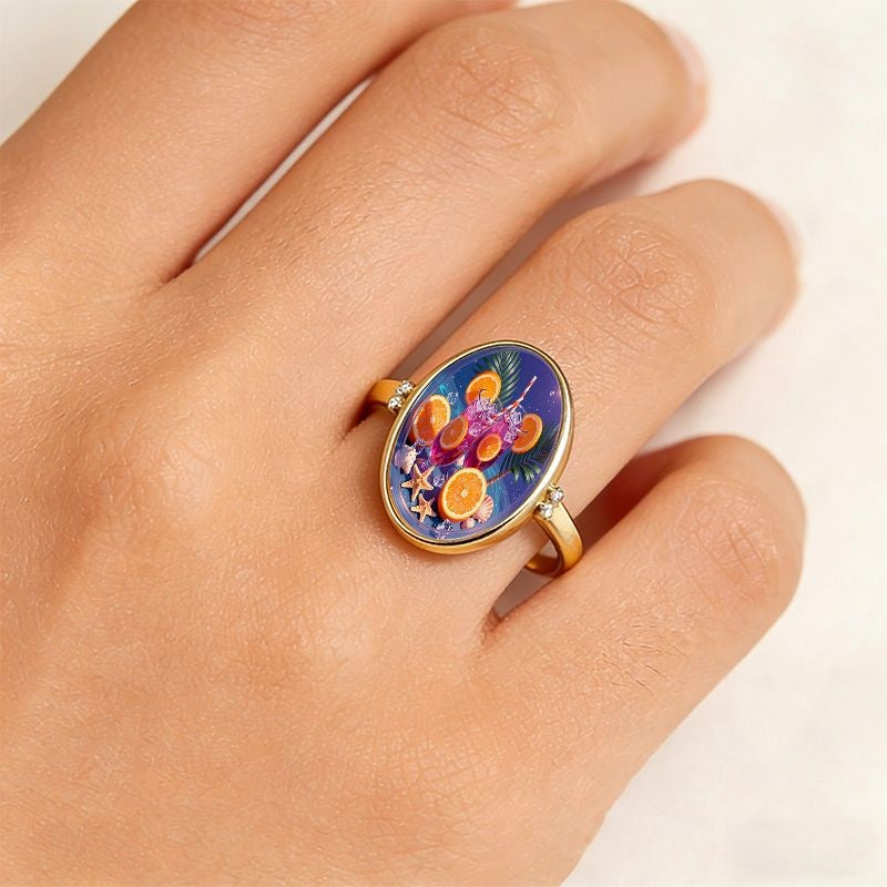 Tropical Cocktail Oval Ring