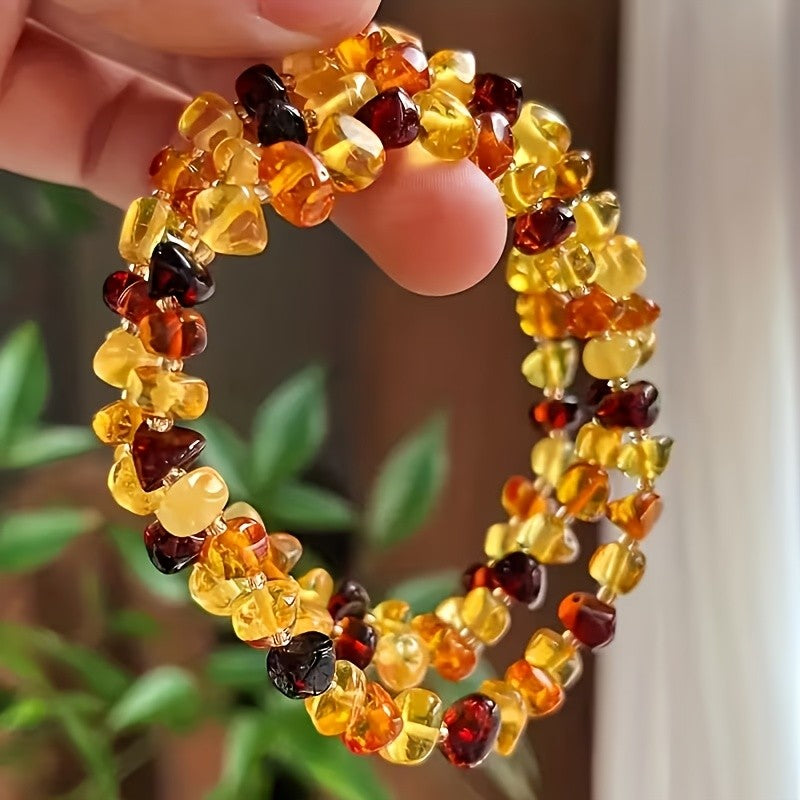 Multicolor Polished Amber Bracelet