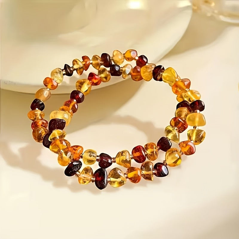 Multicolor Polished Amber Bracelet