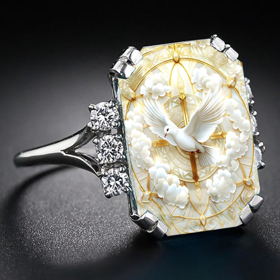 Dove & Clouds Statement Ring