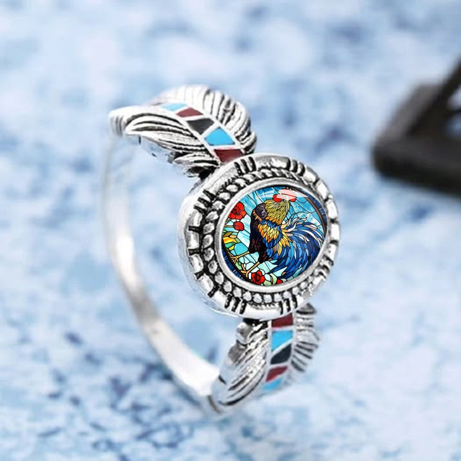 Rooster Stained Glass Ring