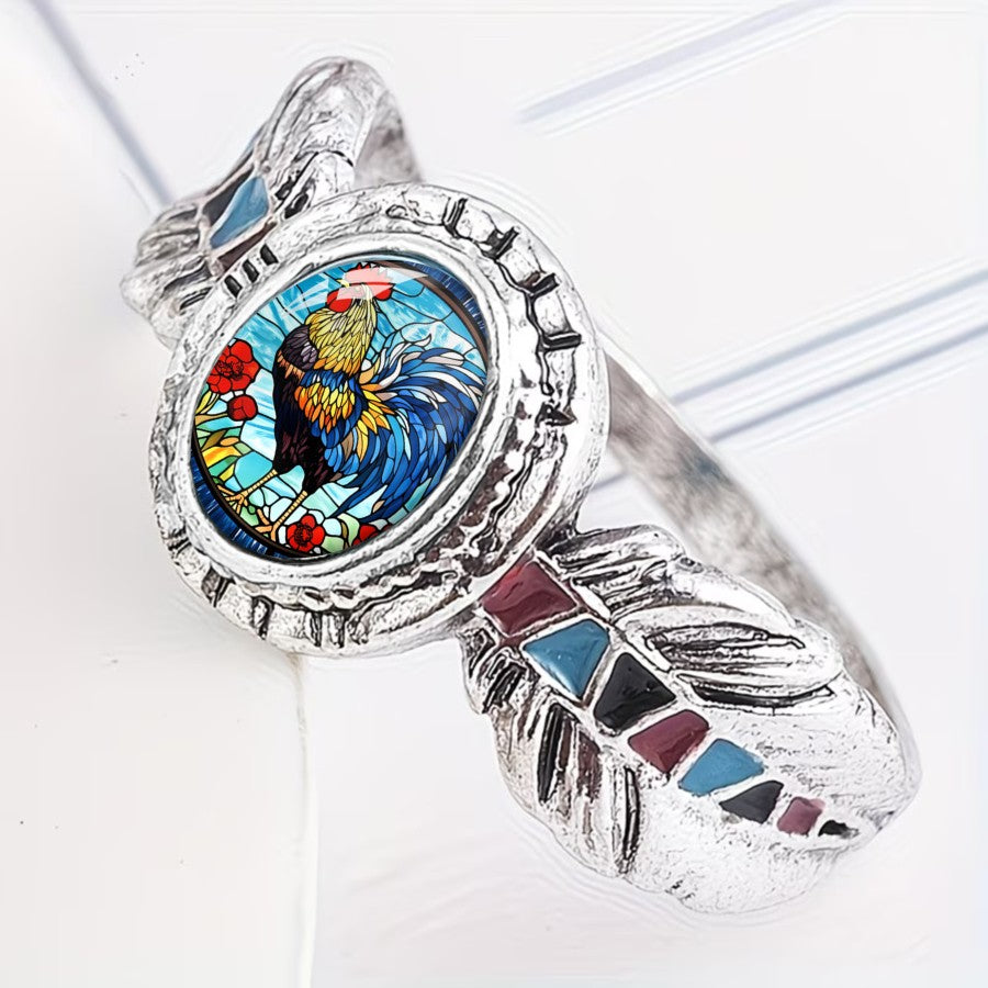 Rooster Stained Glass Ring