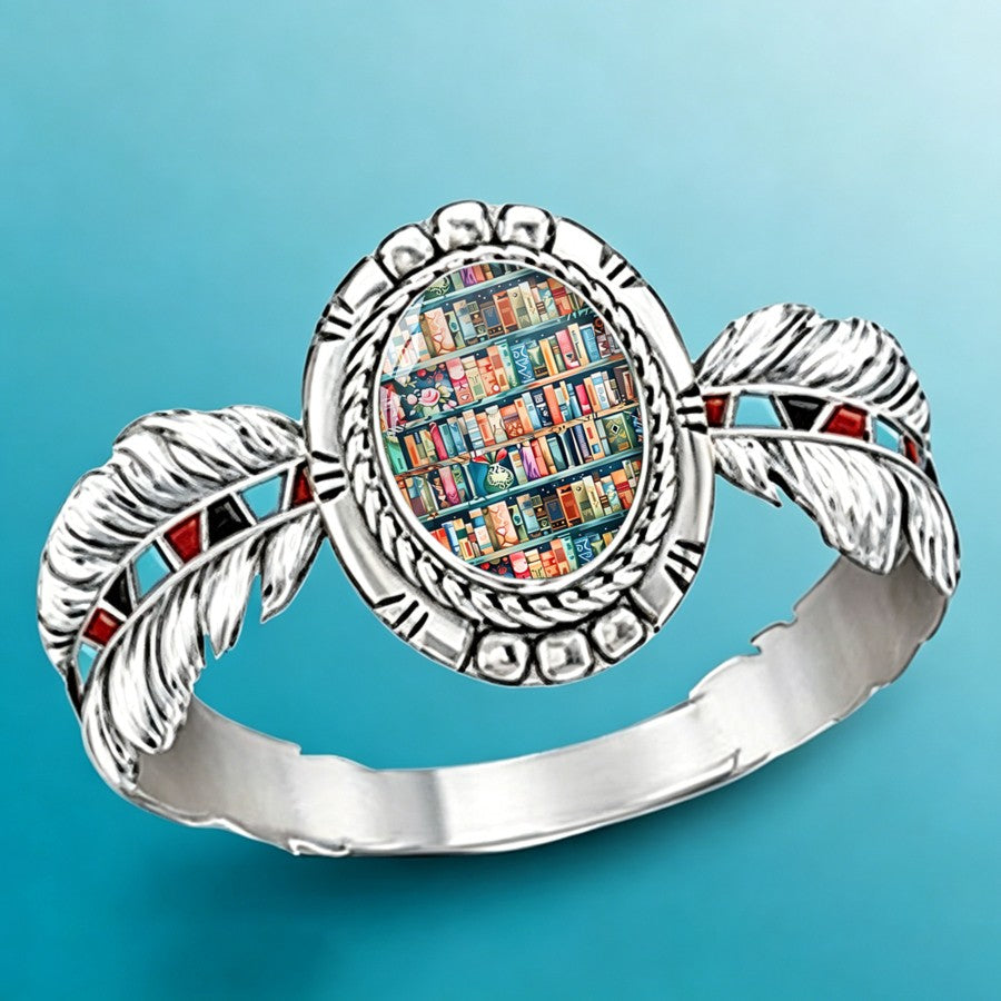Bookshelf Oval Feather Ring