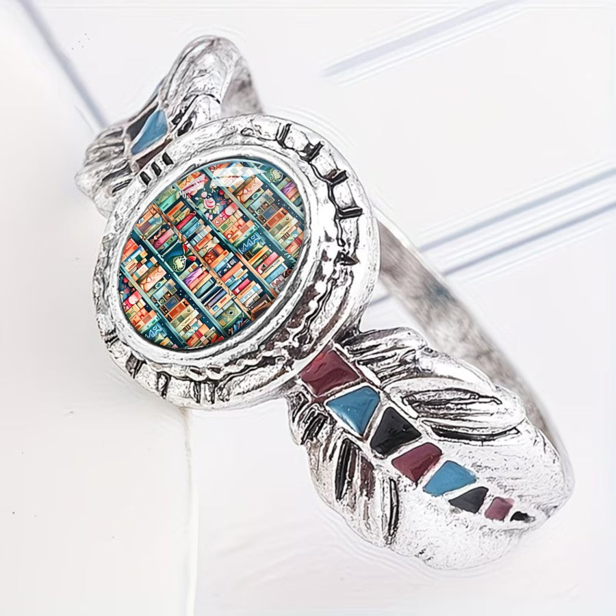 Bookshelf Oval Feather Ring