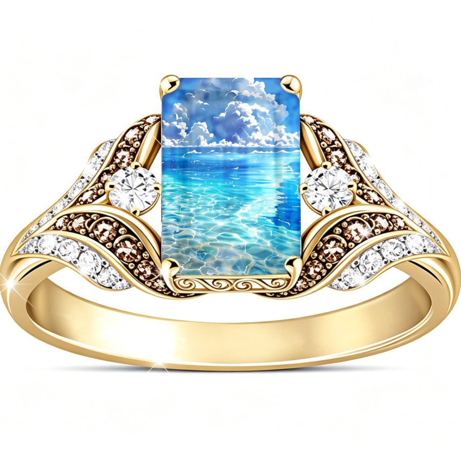 Ocean Scene Square Ring