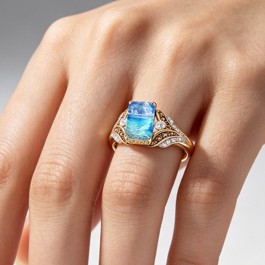 Ocean Scene Square Ring