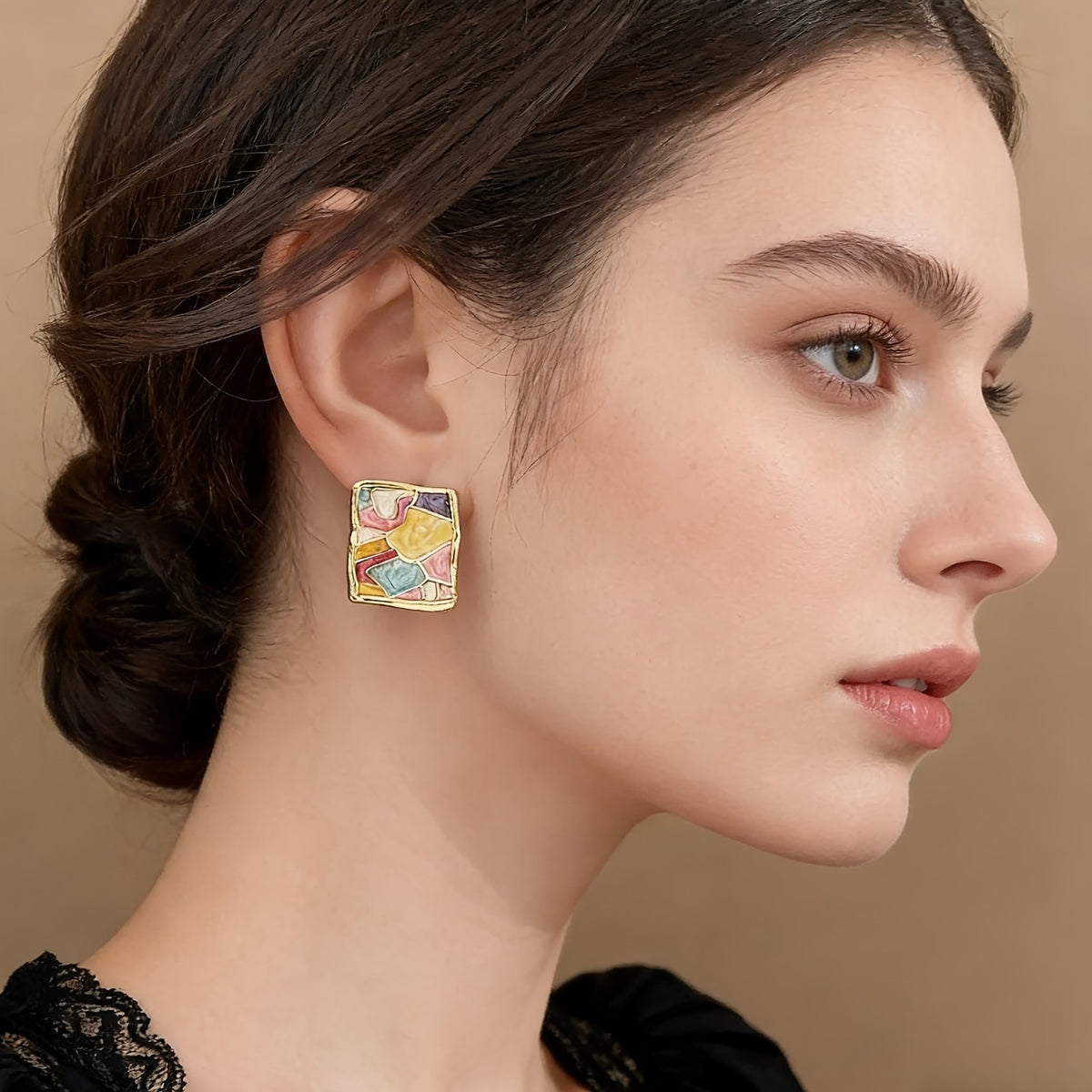 Colorful Abstract Mosaic Earrings