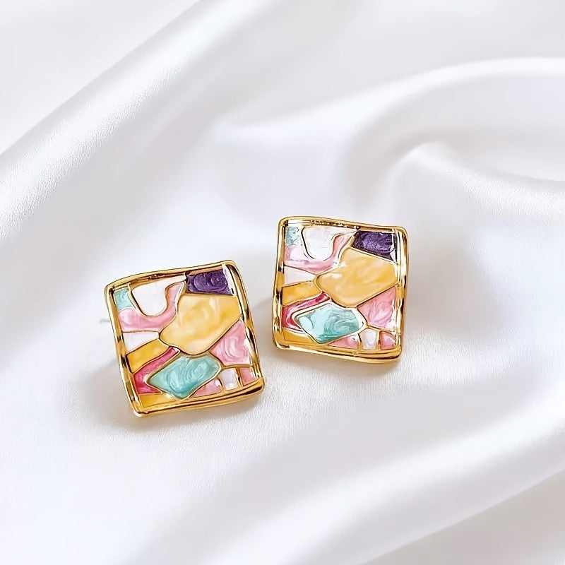 Colorful Abstract Mosaic Earrings