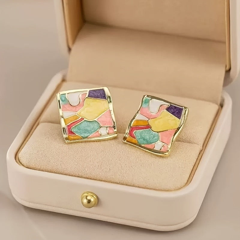 Colorful Abstract Mosaic Earrings