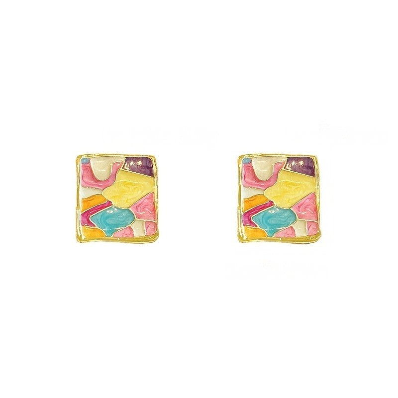 Colorful Abstract Mosaic Earrings