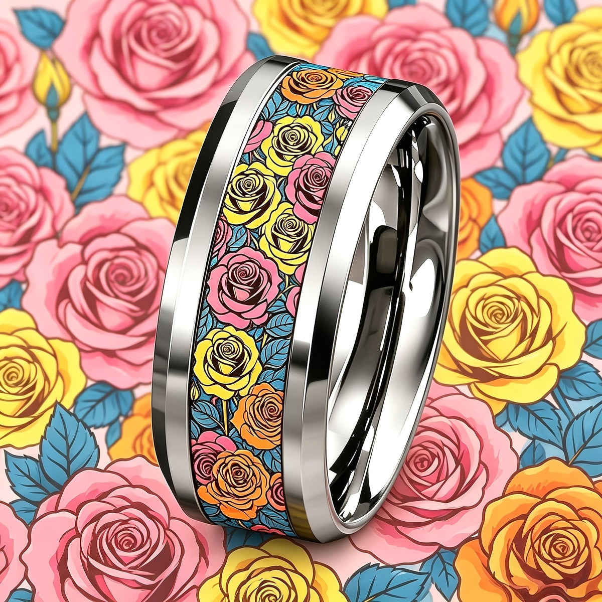 Colorful Rose Band Ring