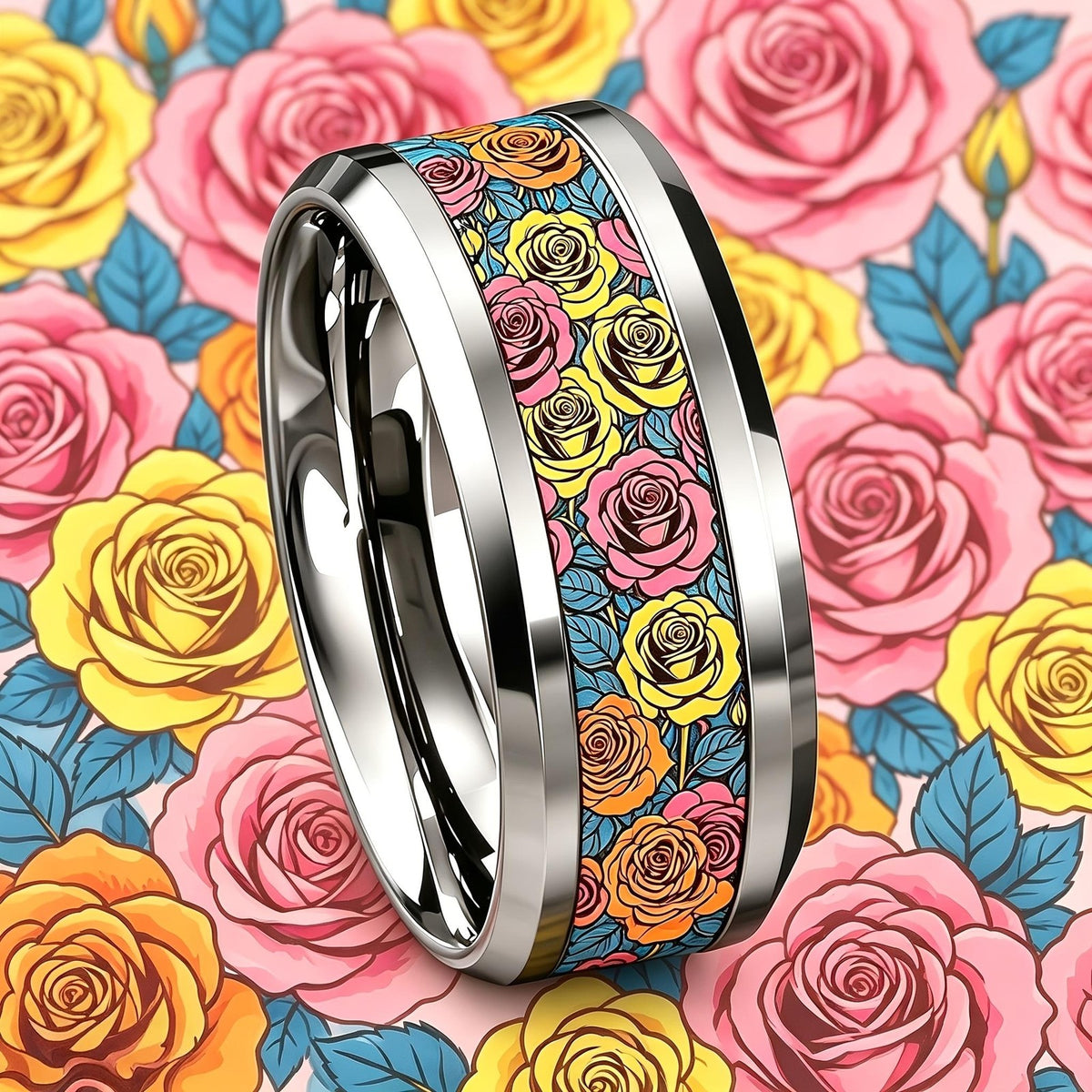 Colorful Rose Band Ring