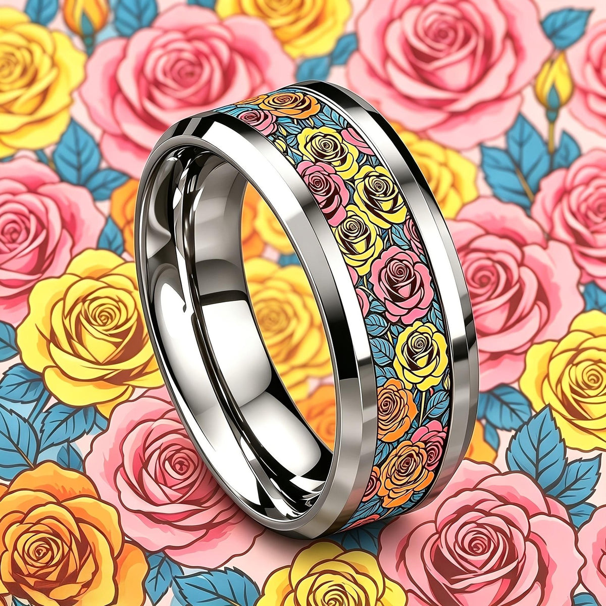 Colorful Rose Band Ring